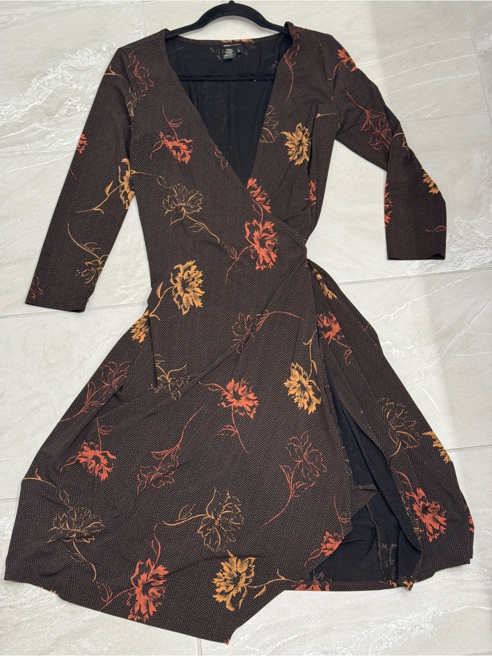 Floral Wrap Midi Dress Fall Thanksgiving Chic